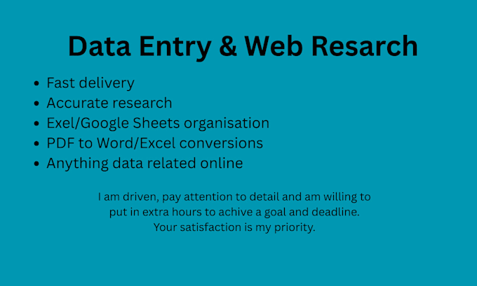 offer accurate,fast and reliable data entry and web research