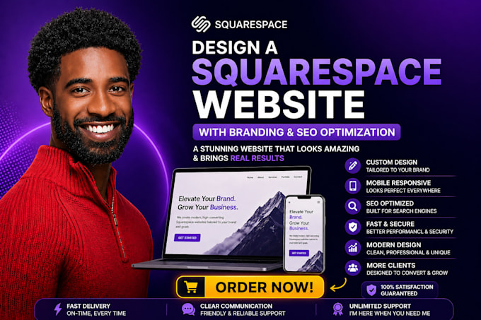 do squarespace website design, custom layout, branding and SEO optimization