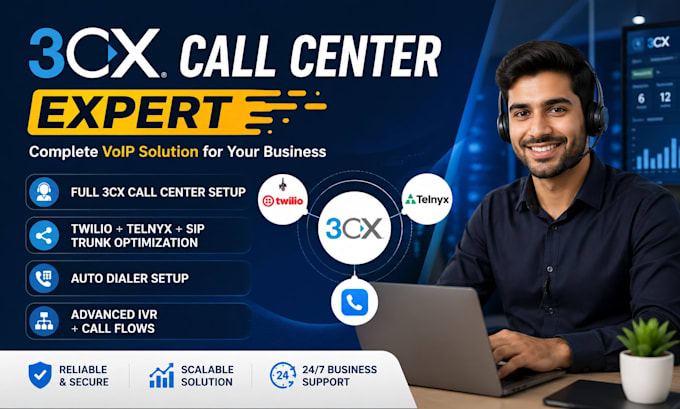 setup 3cx, voip setup, did number setup, call center setup, sip trunk, twilio