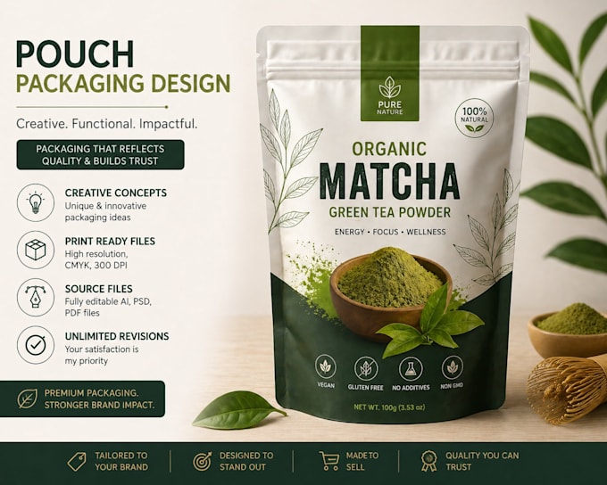 do premium pouch packaging design and label design