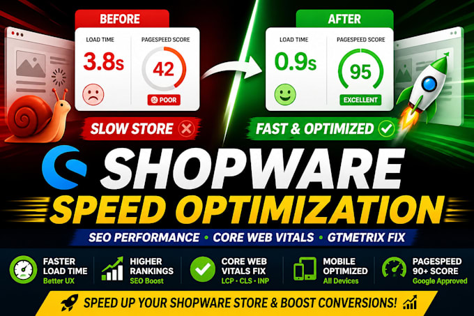 shopware speed optimization SEO performance core web vitals gtmetrix fix