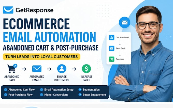 setup getresponse abandoned cart and post purchase email flow
