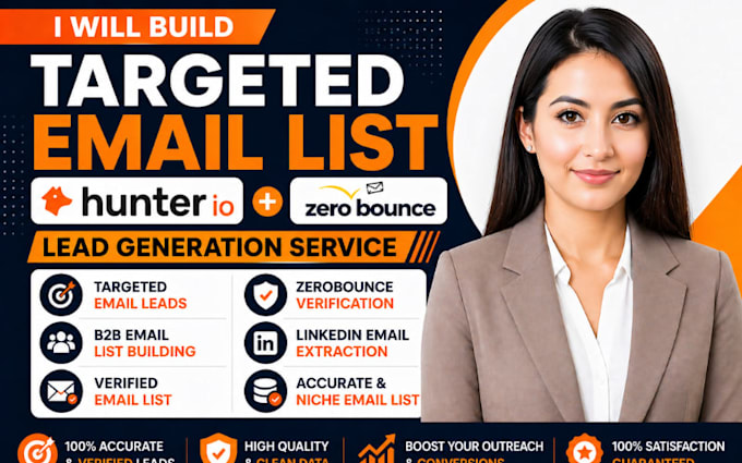 setup targeted email list hunter io lead generation zerobounce verification