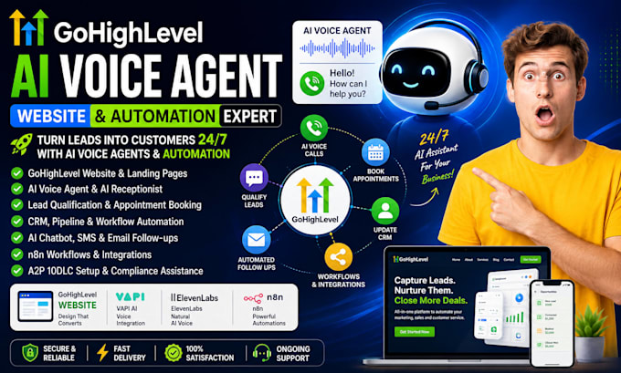 build fix gohighlevel website ai receptionist for calls appointment booking ghl