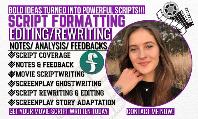 edit, proofread, format and polish your movie script screenplay tv series in fdx