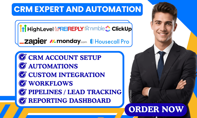 setup zapier integration nimble rei reply clickup monday ghl housecall pro crm