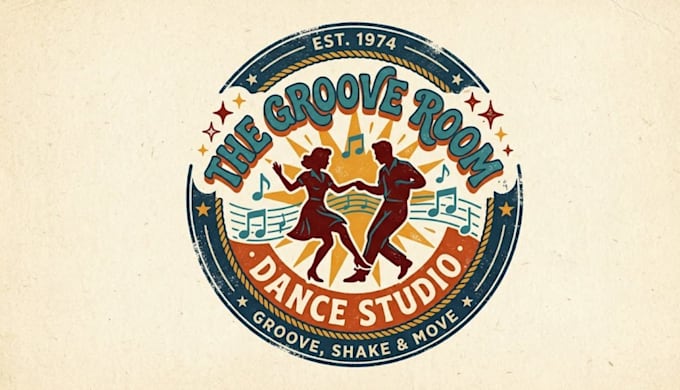 design a retro style dance studio logo