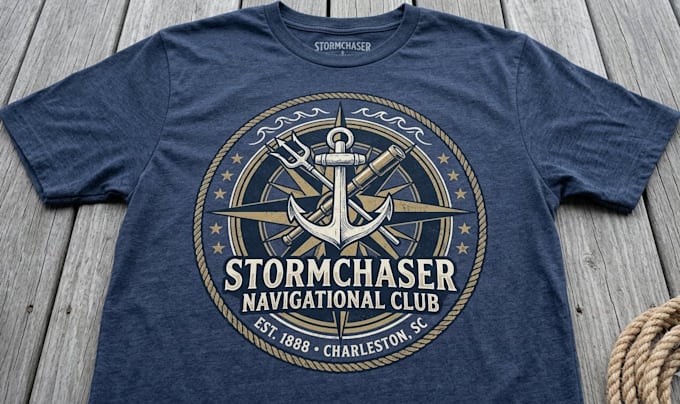 unique modern anchor, nautical logo t shirt design