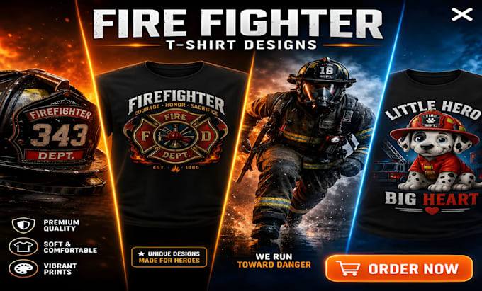 design custom firefighter t shirts