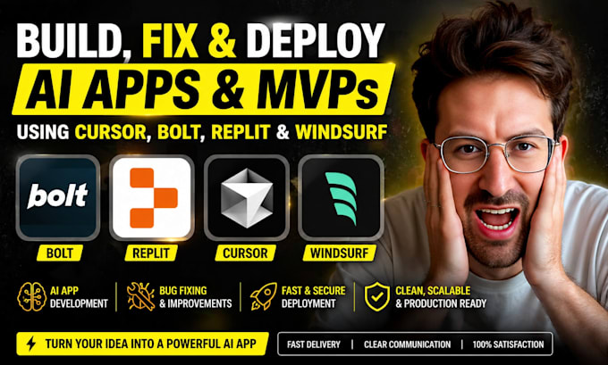 build, fix and deploy ai apps and mvps using cursor, bolt replit and  windsurf