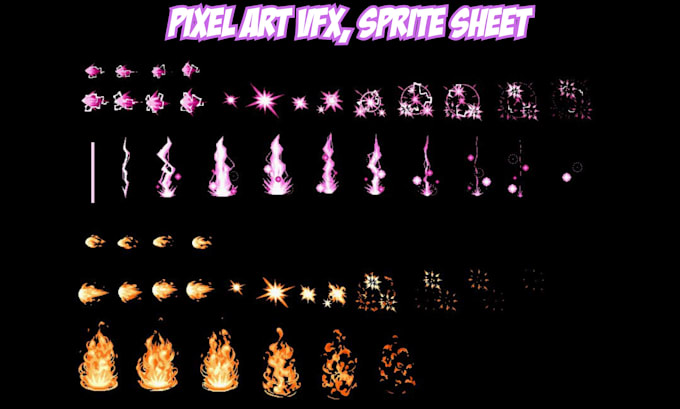 do pixel art vfx, particle effect, rotoscoping, spell animation, game asset