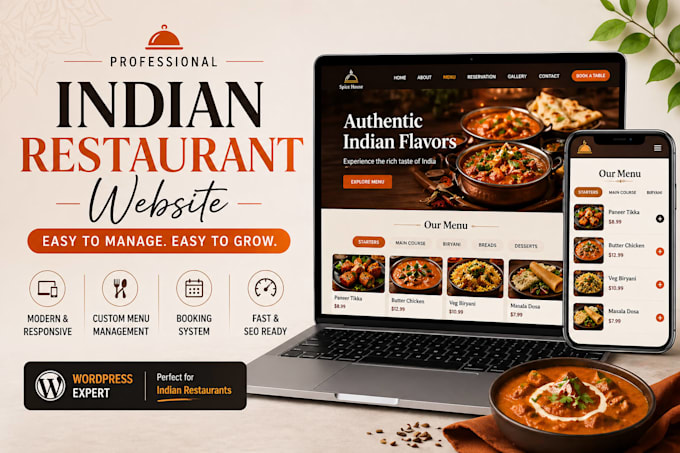 create indian restaurant website with menu and booking system