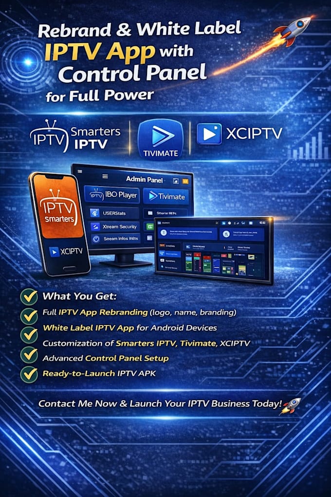 Customize and white label iptv smarter app ibo player xciptv with admin ...