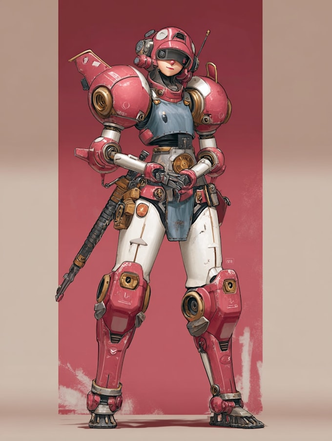 make mecha or robotic illustration style