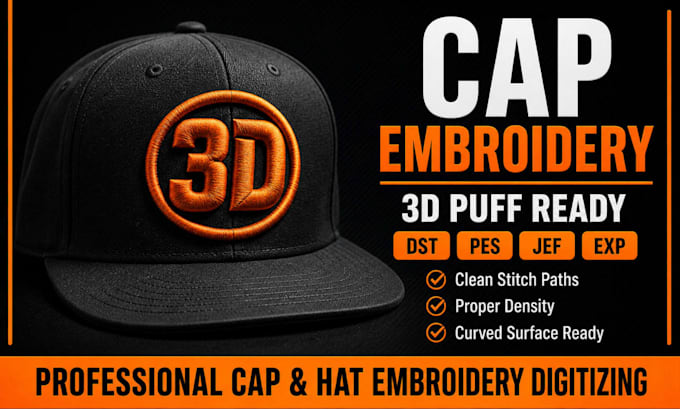 digitize logo for cap embroidery and 3d puff design