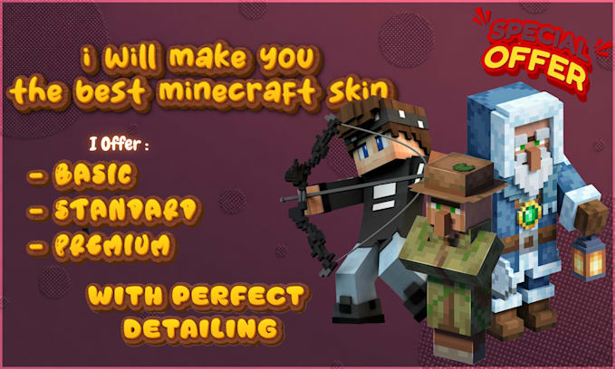 hd quality custom minecraft skins and thumbnails, pixel art
