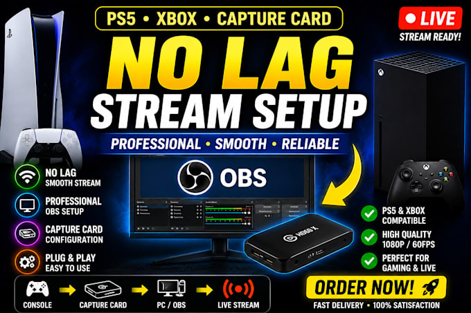setup ps5 xbox stream with capture card no lag obs stream setup
