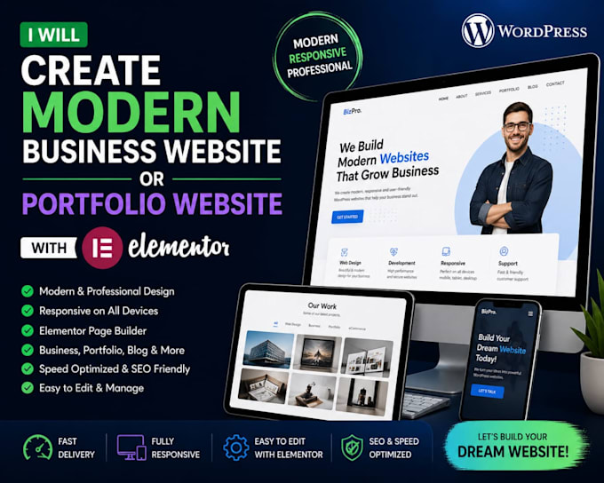 create a modern business wesbite or portfolio website
