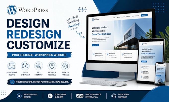design, redsign or customize wordpress website development