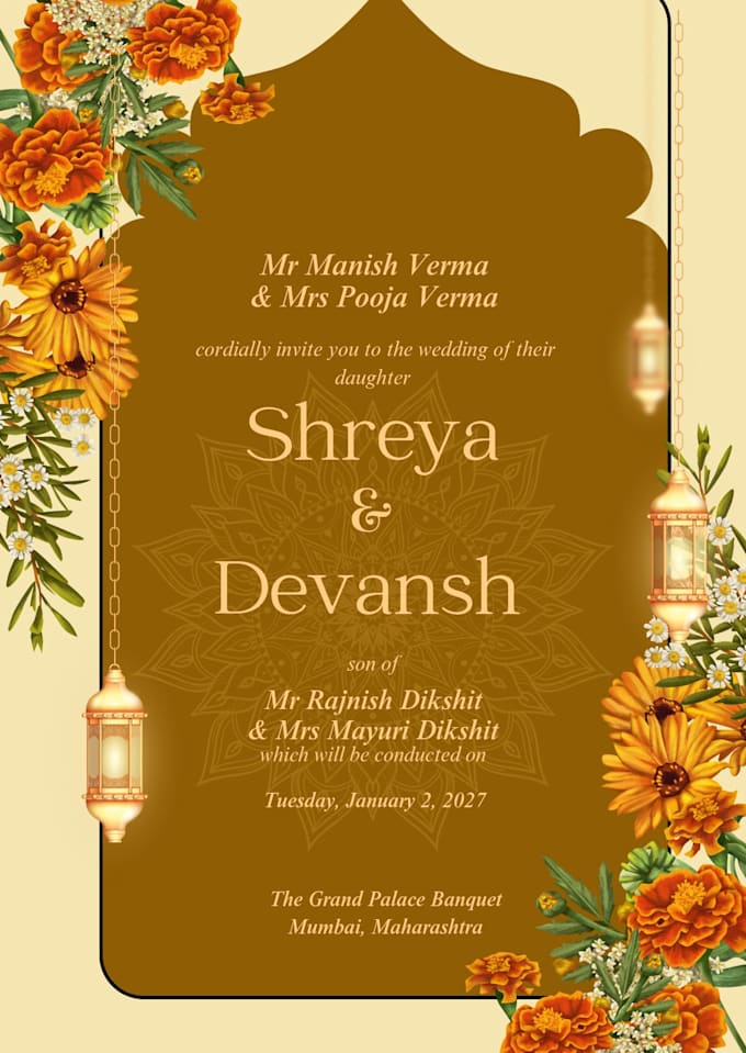 design elegant indian wedding invitation card