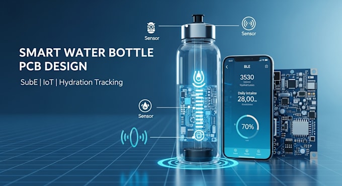 develop smart water bottle pcb with ble app and hydration monitoring