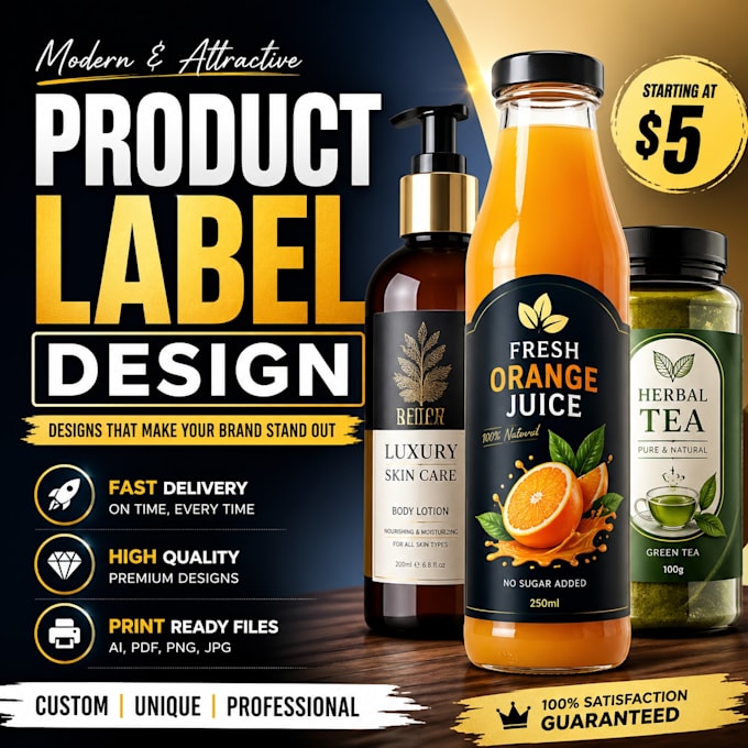 design clean modern product labels for brand