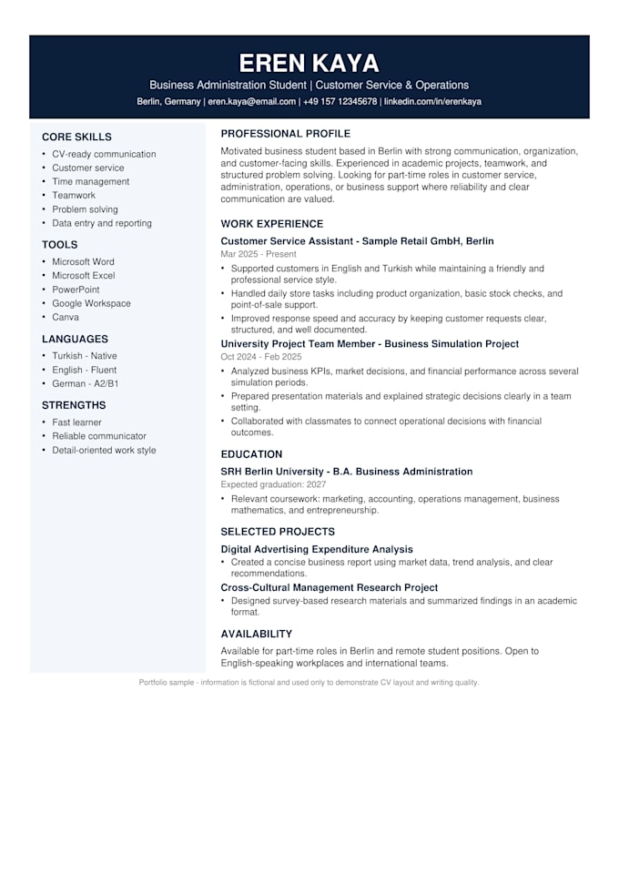 write an ats CV for jobs