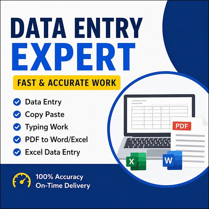 do fast data entry, copy paste, typing and PDF to word work