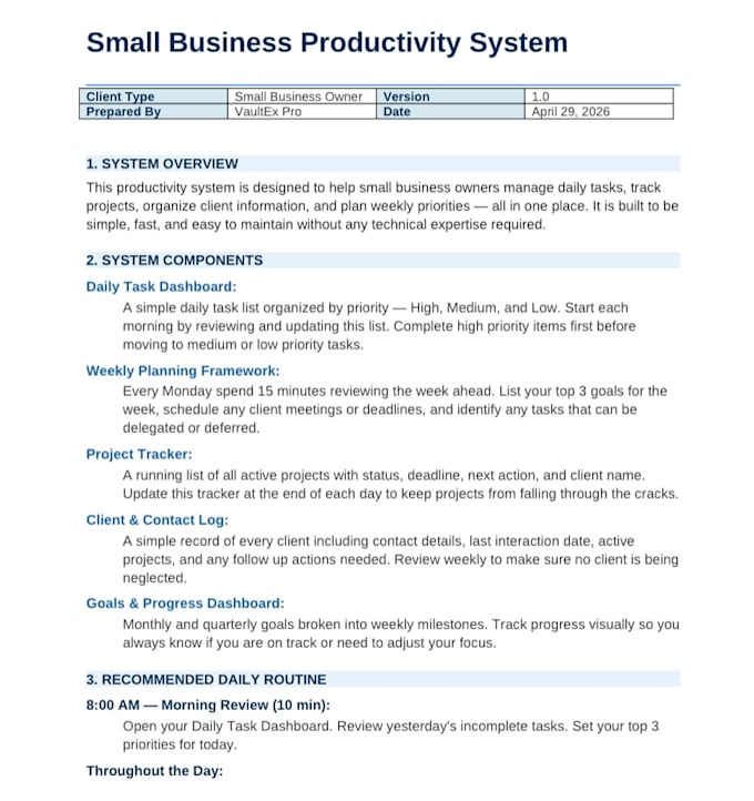 build a custom productivity and organization system for your business