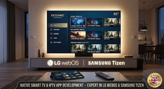 create custom smart TV apps for lg, samsung, and apple TV