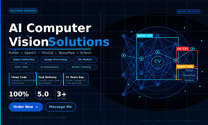 build ai computer vision solutions using python, opencv, yolov8