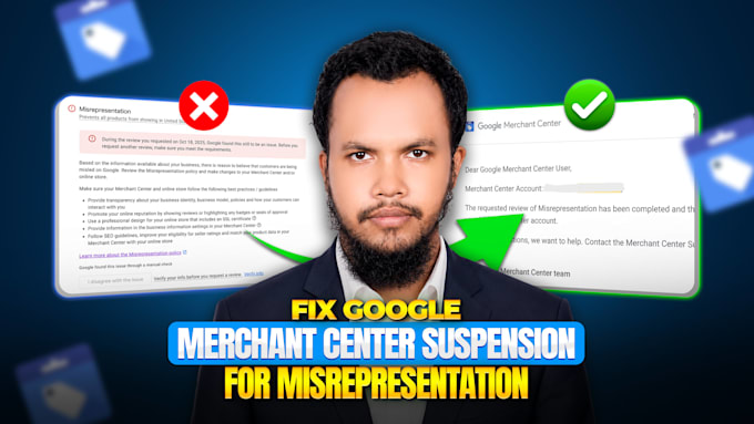 fix google merchant center suspension for misrepresentation