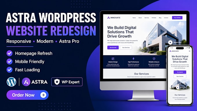 redesign wordpress website using astra pro