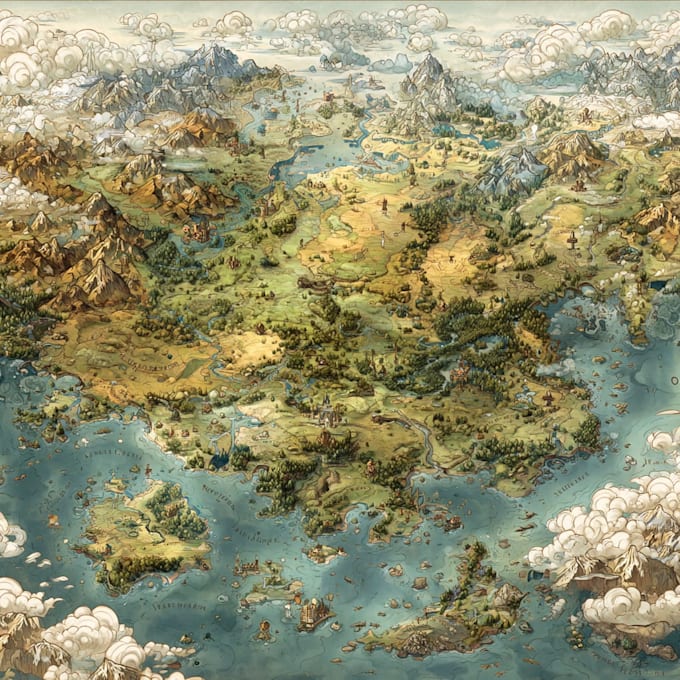 draw a fantasy map for books, games and pen