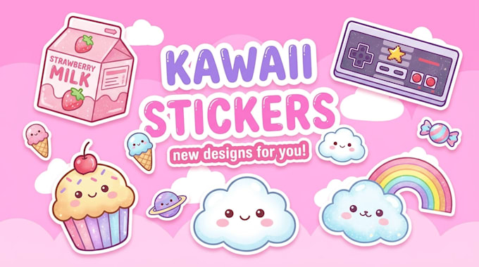 draw cute kawaii doodles, stickers illustrations