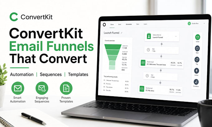 design convertkit mailchimp email funnels automation sequences templates