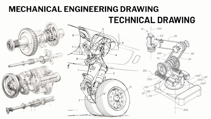 draft 2d and 3d mechanical drawings, engineering drawings technical drawing