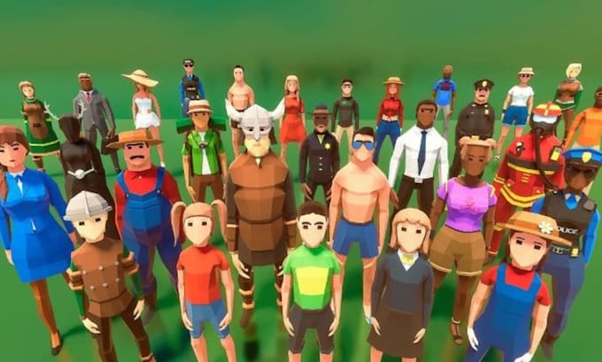 design and rig 3d lowpoly npc character model for unity unreal and games