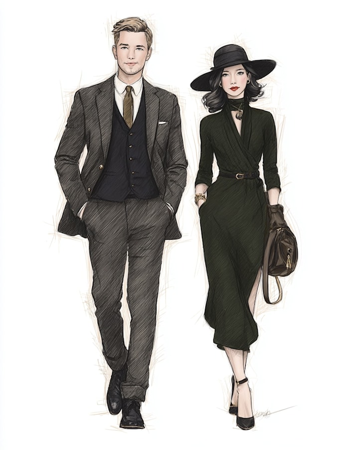 create high fashion illustrations, technical flats
