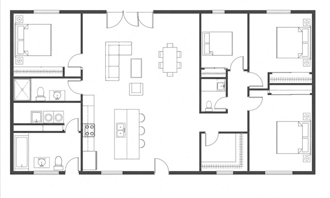 redraw 2d floor plan autocad architectural drawing blueprint house plan design