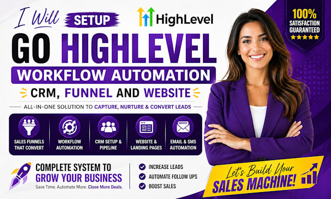 setup gohighlevel workflow automation CRM funnel and website