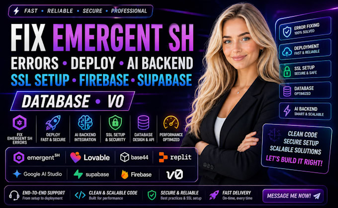 fix emergent sh errors deploy ai backend ssl setup firebase supabase database v0