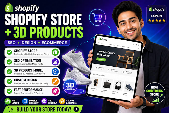 do shopify ecommerce website development shopify seo, 3d shopify animation modle