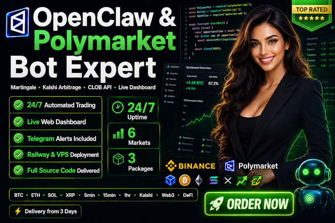 Build open claw polymarket trading bot martingale kalshi arbitrage web3 ...
