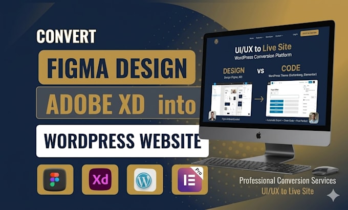 convert xd figma design to wordpress website with elementor pro