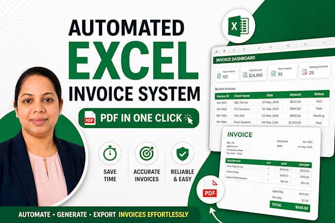 create automated excel invoicing system with PDF generation