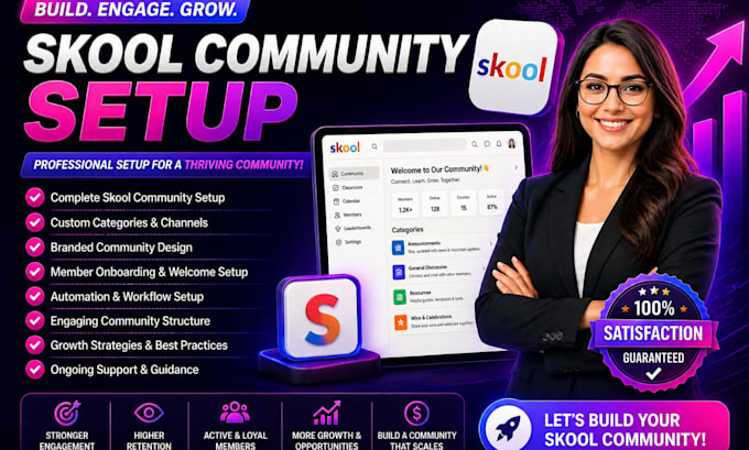 setup skool online community, skool community setup, skool community manager