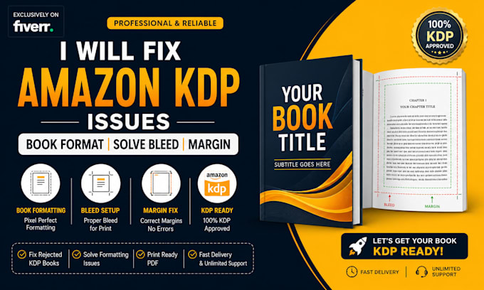 Fix amazon kdp issues book format solve bleed margin by Maitthe | Fiverr