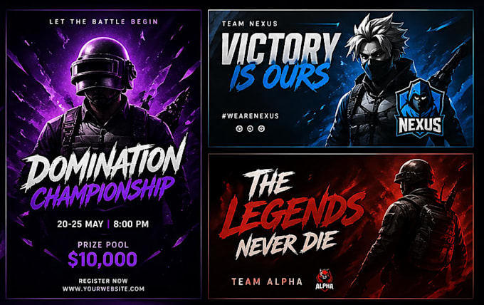 make a high quality esports posters and gaming thumbnails