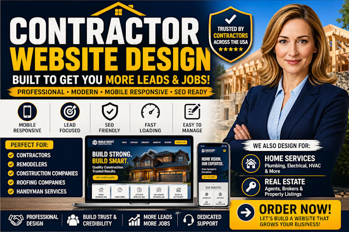 design a contractor, handyman, remodeling website, construction company website